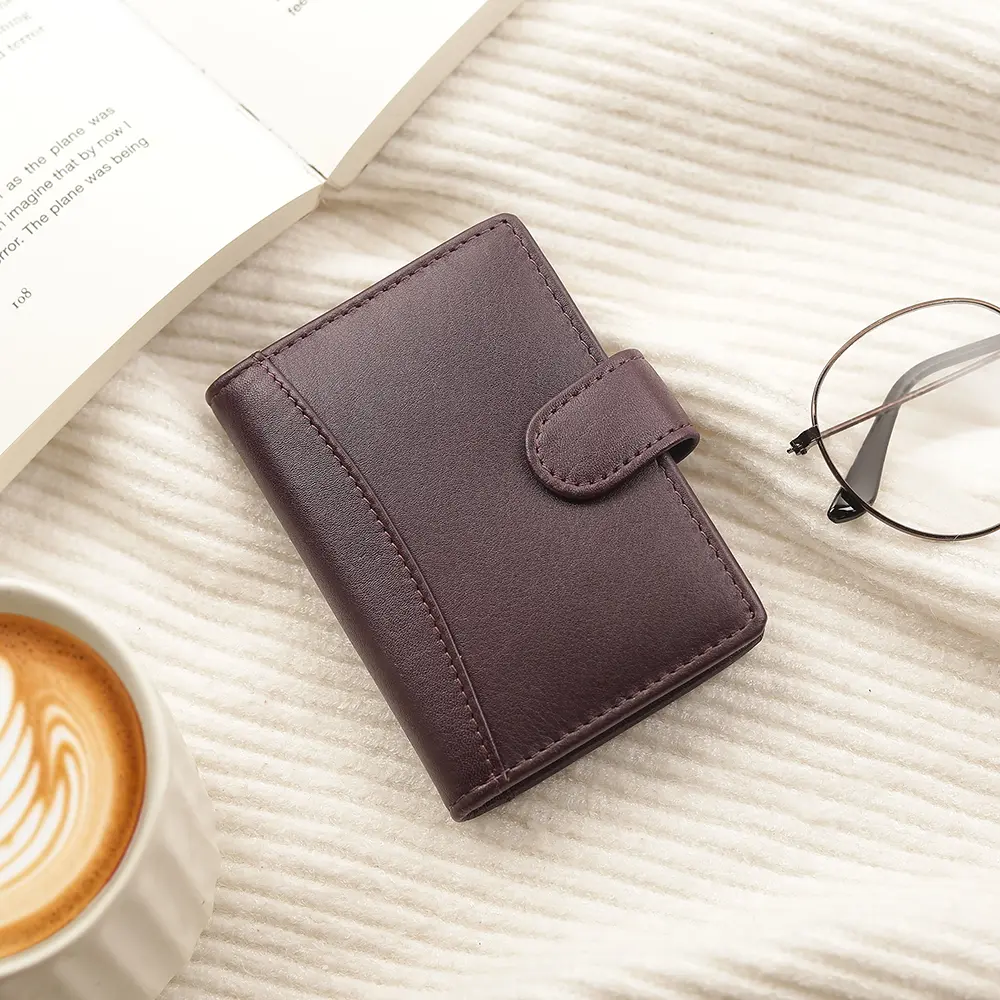 Dark Burgundy Slim Soft Leather RFID Card Holder 5