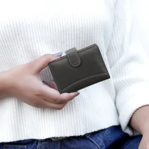 Grey RFID-Blocking Leather Card Organiser 6