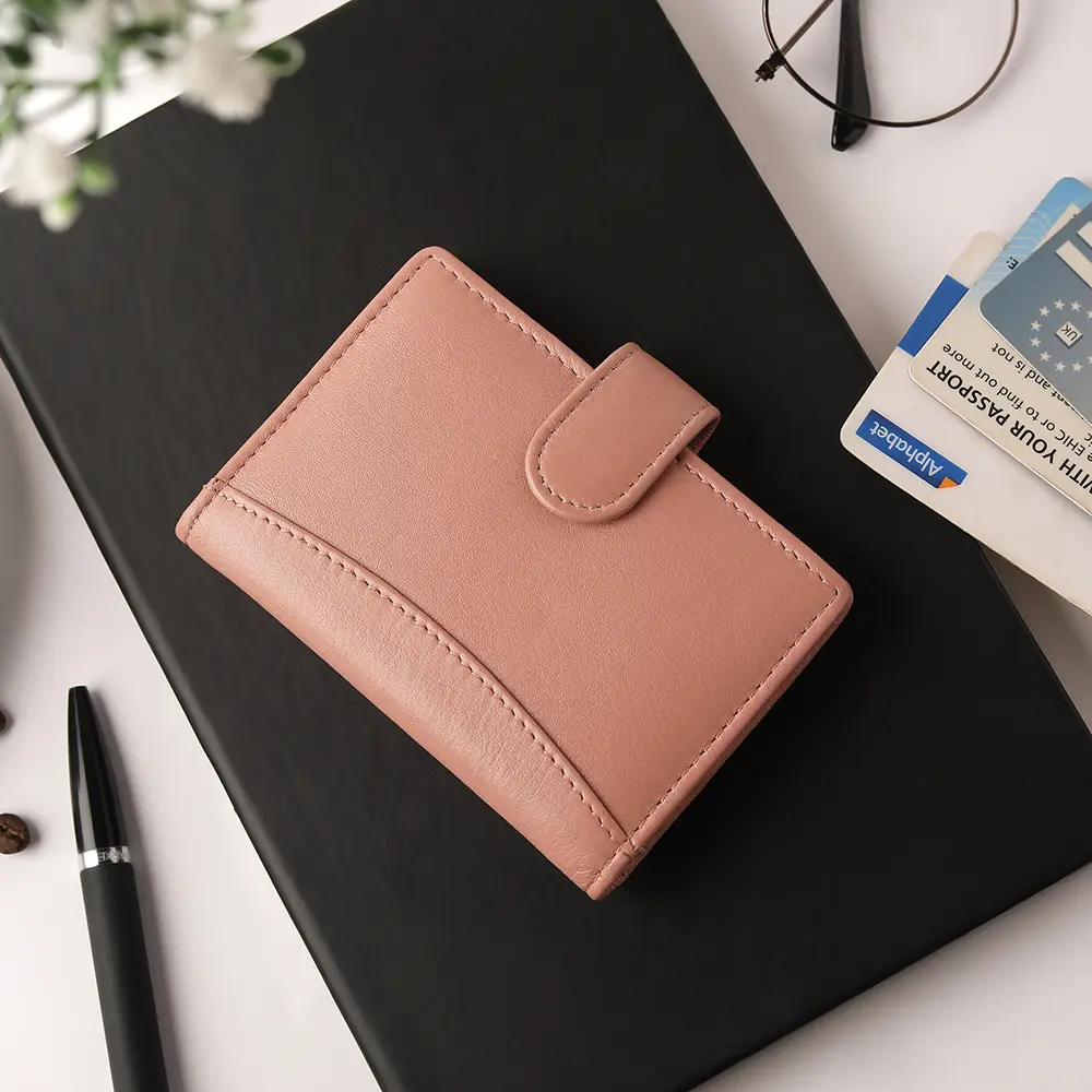 Slim soft leather RFID card holder, personalised with 3 initials. Secure credit card wallet with 6 slots and 15-card plastic insert.