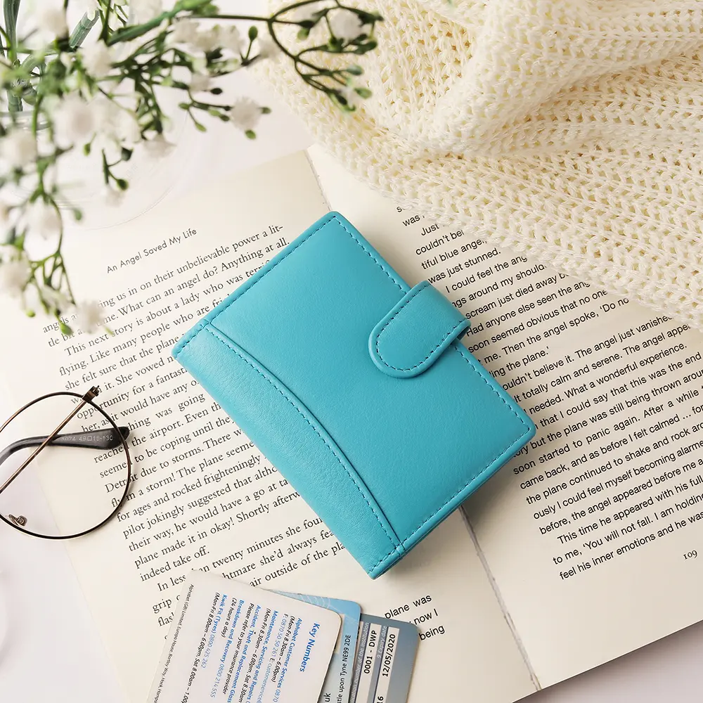 Turquoise Compact Leather Credit Card Holder 5
