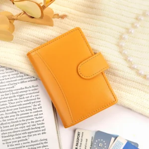 Yellow Compact Leather Credit Card Holder 5 This soft leather credit card holder in yellow is perfect for women who value both style and practicality