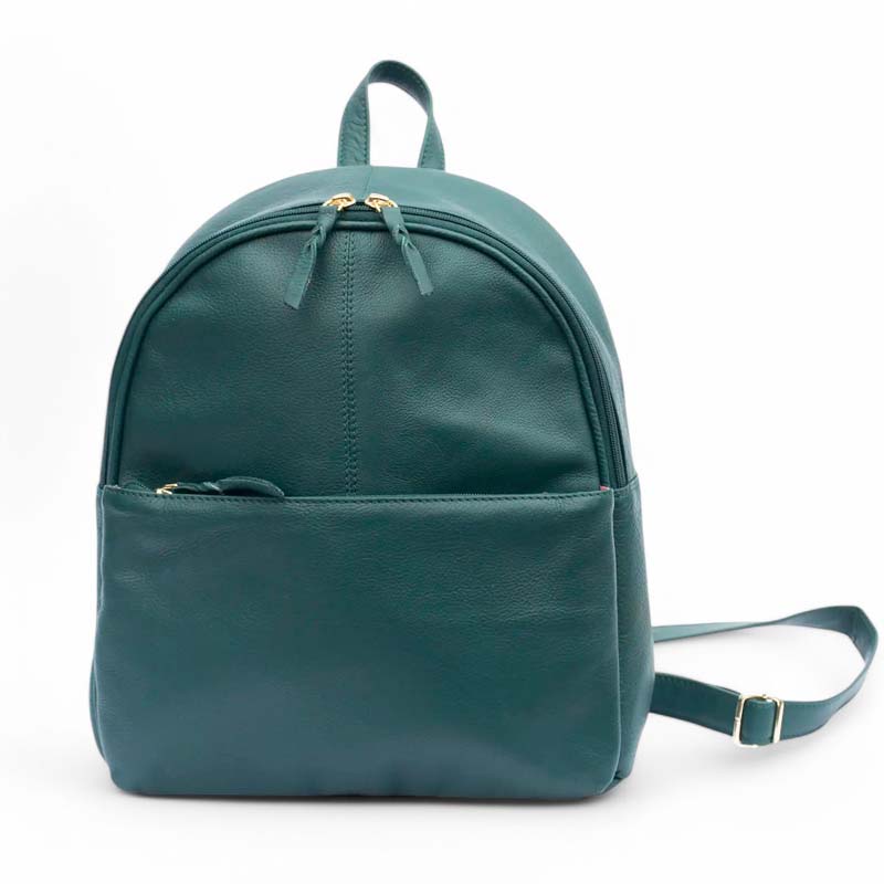 Soft leather backpack in teal with floral lining – ideal gift for her