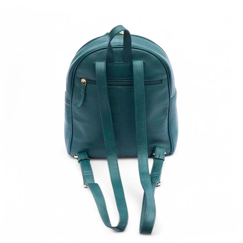 Teal soft leather backpack with adjustable straps – perfect for daily use
