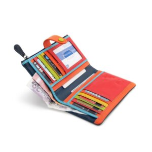 Capri Multi coloured medium bi fold purse - 6800 Navy open (2)