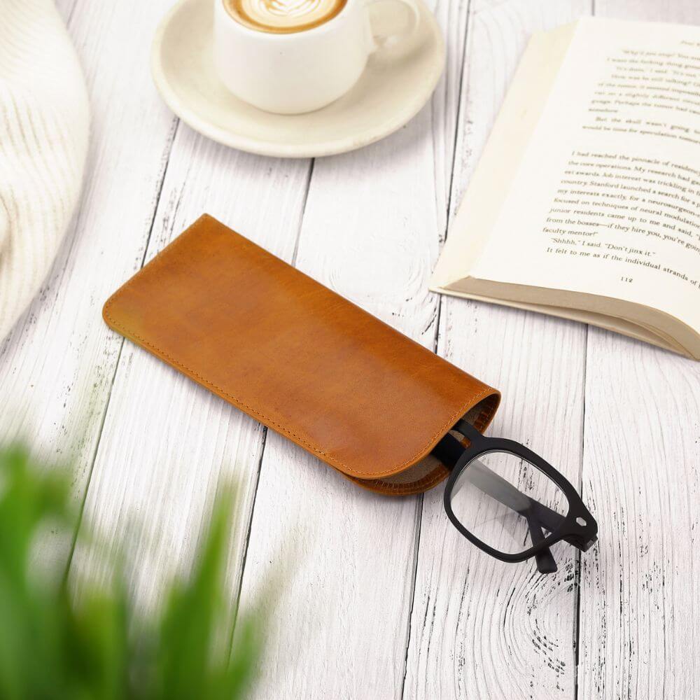 full grain leather glasses case