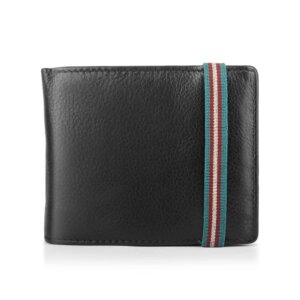 Men's Leather Trifold Wallet with RFID & Elastic Closure Rowan Hudson
