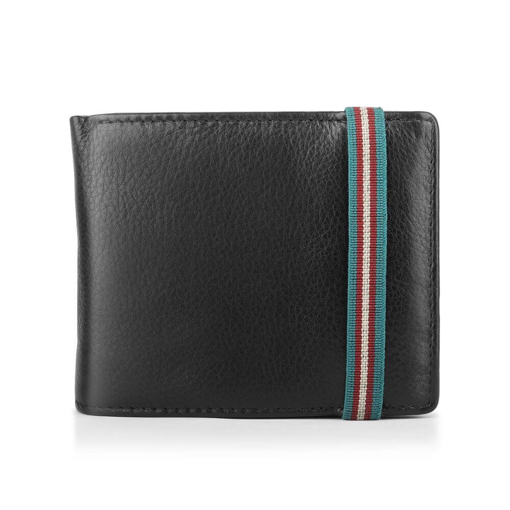 Men's Leather Trifold Wallet with RFID & Elastic Closure Rowan Hudson