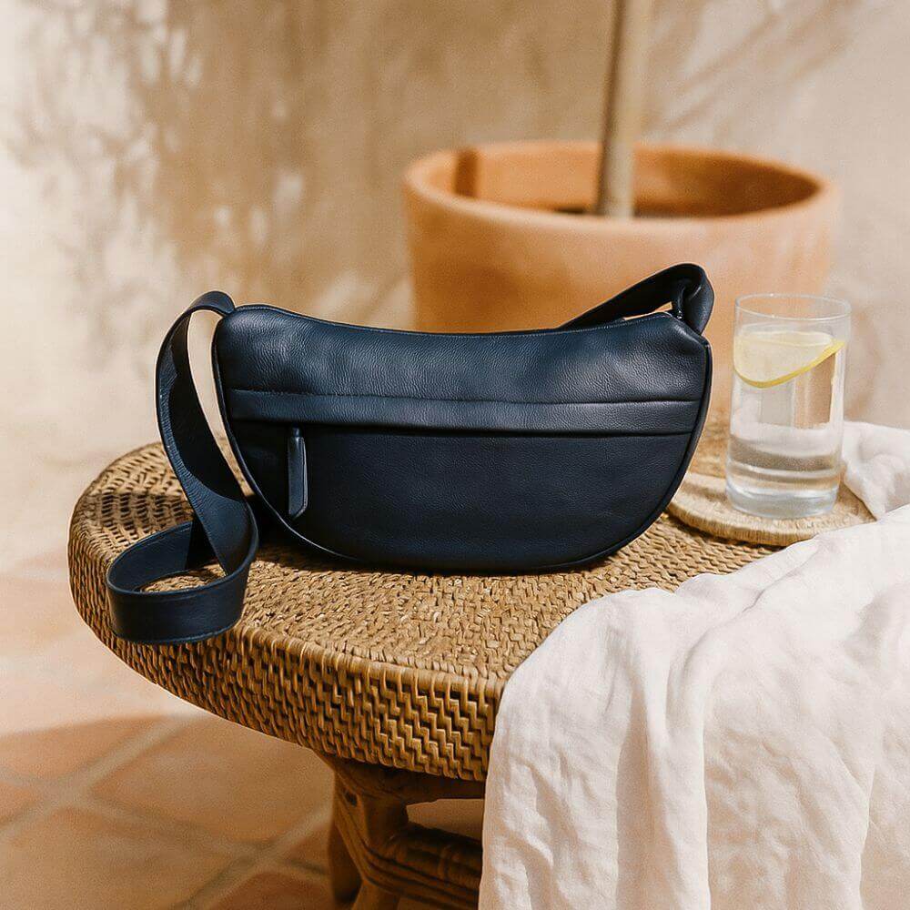 Soft Leather Half-Moon Sling Bag Seville